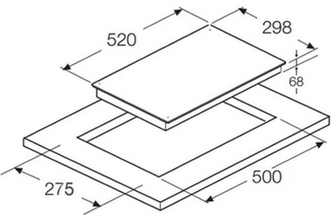 Kích thước bếp từ âm 2 vùng nấu Hafele HC-I302B (536.01.670)