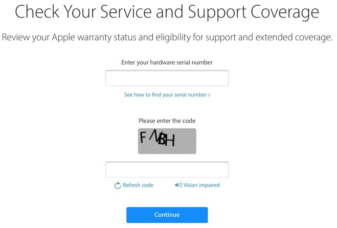 Check IMEI tại trang web của Apple