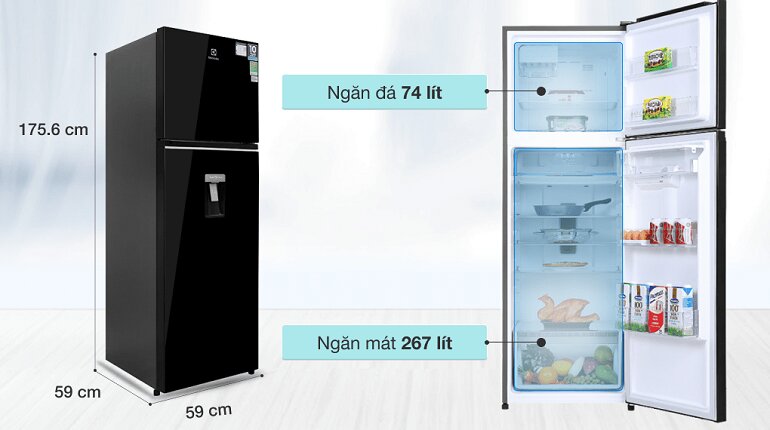 Tủ lạnh Electrolux Inverter 341L ETB3740K-H với thiết kế sang trọng, hiện đại