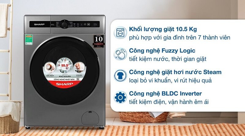 máy giặt Sharp cừa ngang mới