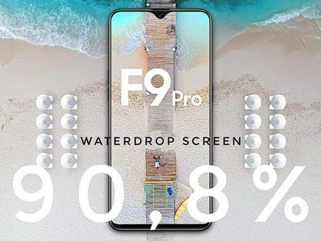 Oppo F9 có tỷ lệ hiển thị là 90,8%