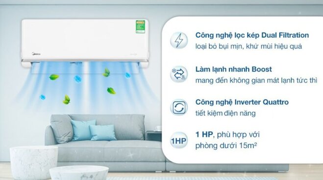 Điều hòa Midea Inverter 9500BTU MSAGA-10CRDN8 gas R32