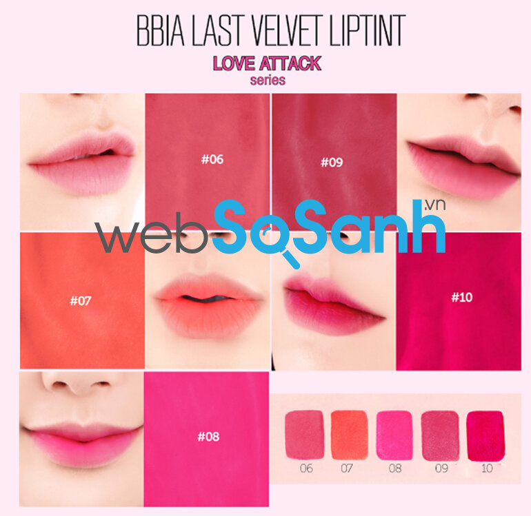 Bảng màu son Bbia Last Velvet Lip Tint Version 2