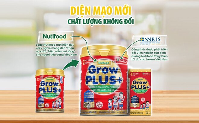 Giữa sữa Nutifood GrowPLUS+ Sữa Non vàng với đỏ và trắng - loại nào tốt hơn?