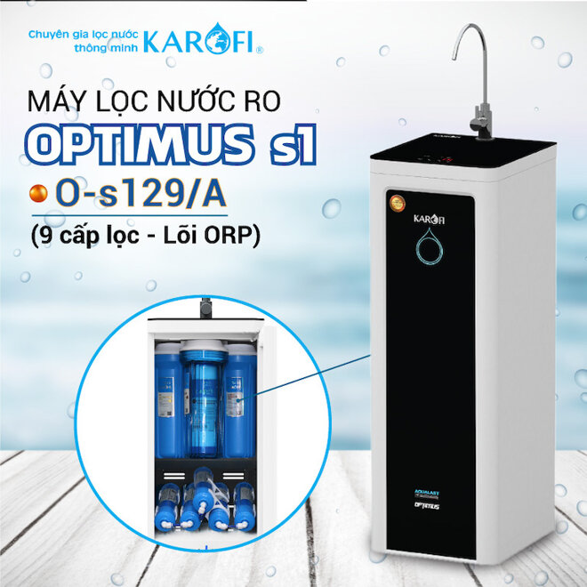 Máy lọc nước Karofi Optimus S1 O-s129/A sở hữu công suất lọc 20 lít/giờ mang đến lượng nước thoải mái để phục vụ cho sinh.