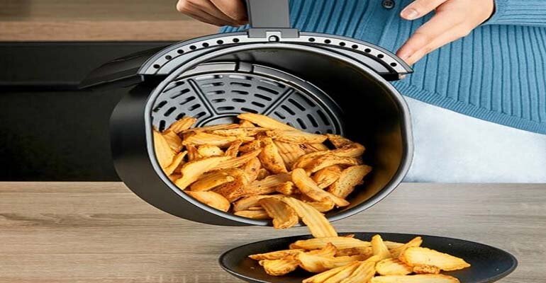 Sử dụng nồi chiên Deerma KZ100 giúp giảm lượng dầu mỡ nạp vào cơ thể lên đến 90% nồi chiên không dầu Deerma KZ100