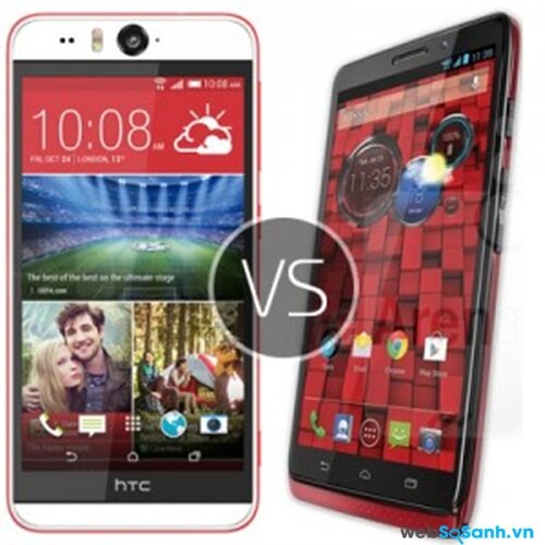 So sánh HTC Desire Eye với Motorolla DROID Turbo. Nguồn Internet