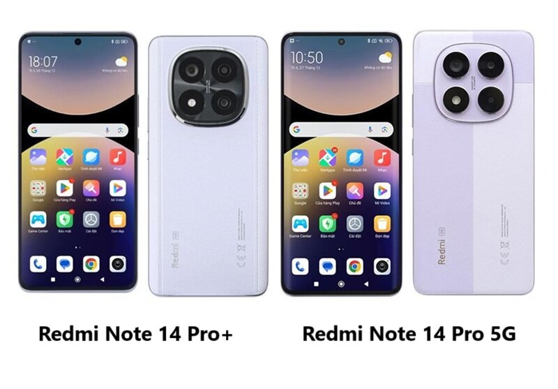 So sánh Xiaomi Redmi Note 14 Pro+ và Redmi Note 14 Pro 5G: 