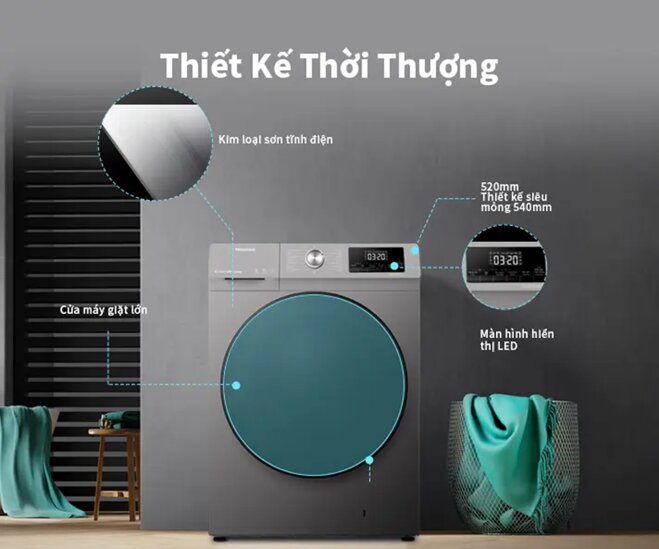 Máy giặt Hisense 10.5 kg WFQA1043BT giá chỉ 6,9 triệu đồng mà trang bị cực hiện đại