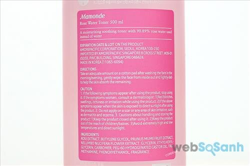  nước hoa hồng mamonde ingredients