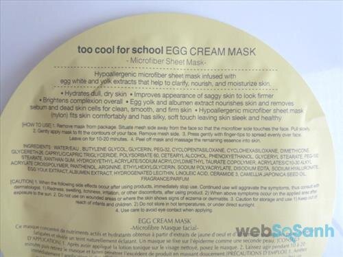 Mặt nạ kem trứng Egg Cream Mask của Too Cool For School