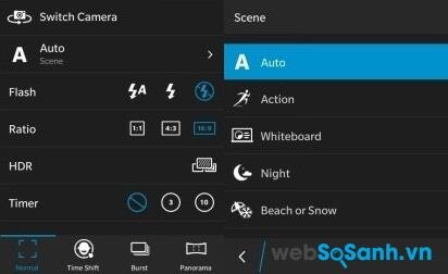 Phần mềm chụp ảnh trên BlackBerry Leap khá đơn giản