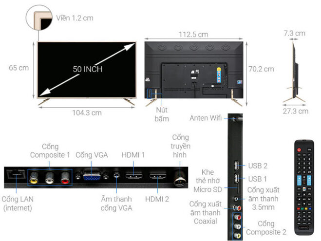 Nhiều tính năng thông minh trên tivi Asanzo 50 inch