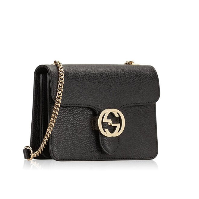 Túi đeo chéo Gucci Interlocking Leather Chain Crossbody Black