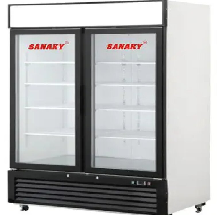 Tủ đông Sanaky không đóng tuyết VH-1368K dạng đứng mặt kính 1320L