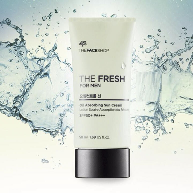 Kem chống nắng cho nam TheFaceShop The Fresh For Men Oil Absorbing Sun Cream SPF50+ PA+++ bổ sung nước và các khoáng chất cần thiết cho da
