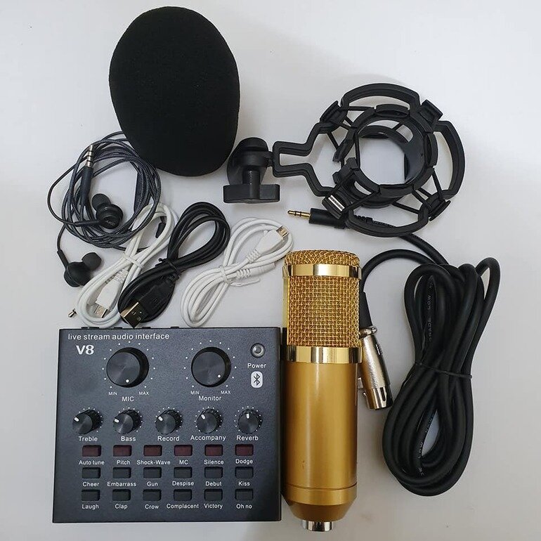 Combo mic livestream V8 mic BM900
