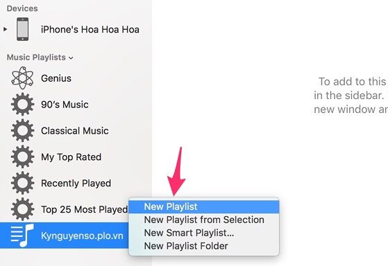Chọn New Playlist