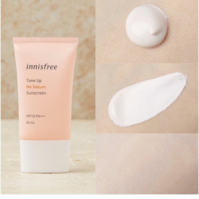 Kem chống nắng Innisfree hồng có thể sử dụng để làm lớp nền makeup.