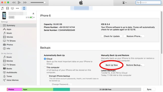 Khắc phục iPhone bị vô hiệu hóa bằng các sử dụng tiện ích trên iTurnes