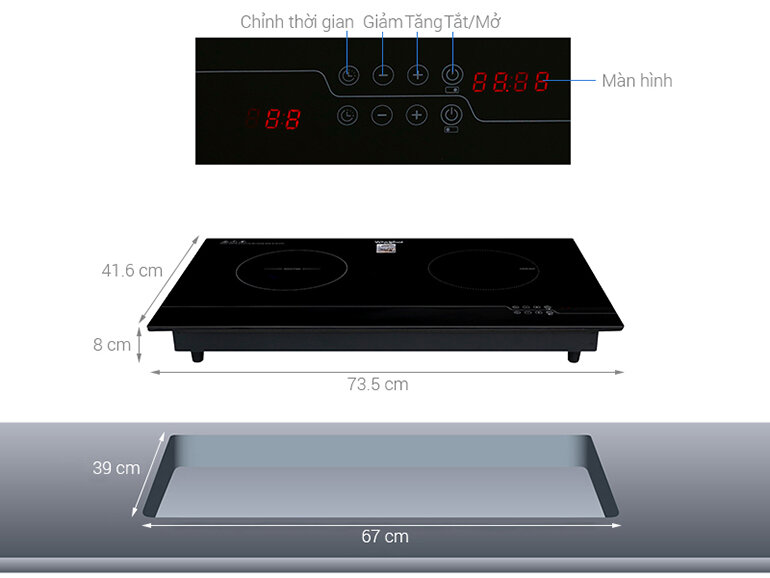 Bếp từ hồng ngoại đôi Whirlpool ACH7327-BLV kích thước tương đối nhỏ gọn