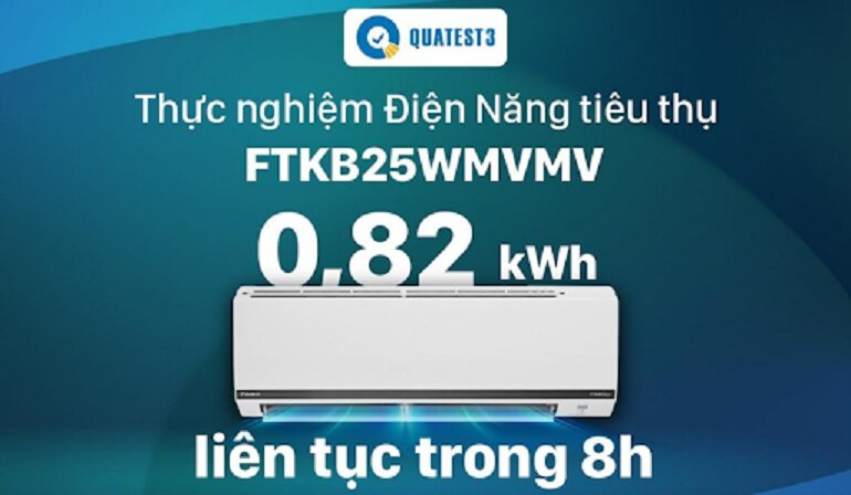 1 đêm bật điều hòa Daikin FTKB25WMVMV 1 chiều 9000BTU hết bao nhiêu tiền?