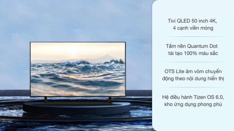 Smart Tivi QLED 4K 50 inch Samsung QA50Q65A hiển thị những hình ảnh và video sắc nét với 100% dải sắc màu