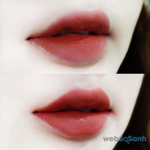 Tone đỏ của MAC Matte Lipstick màu Chili có thể đánh lòng môi hoặc full môi đều đẹp