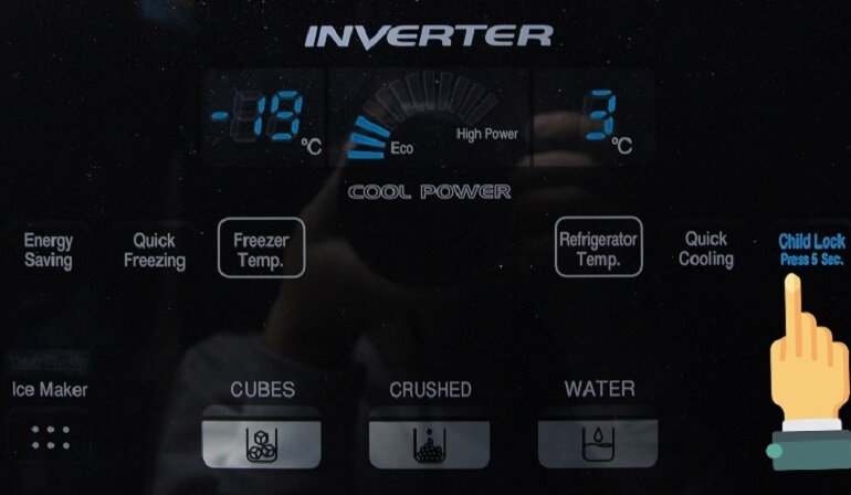 Cách sử dụng tính năng khóa trẻ em trên tủ lạnh Hitachi R-FM800GPGV2