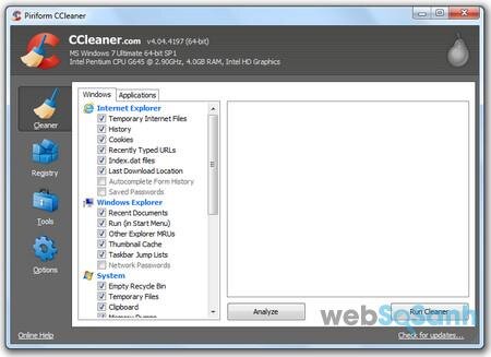 CCleaner thường được nhiều người sử dụng để dọn dẹp laptop