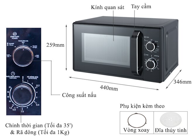 Bảng điều khiển lò vi sóng cơ 20L Roler RM-3230