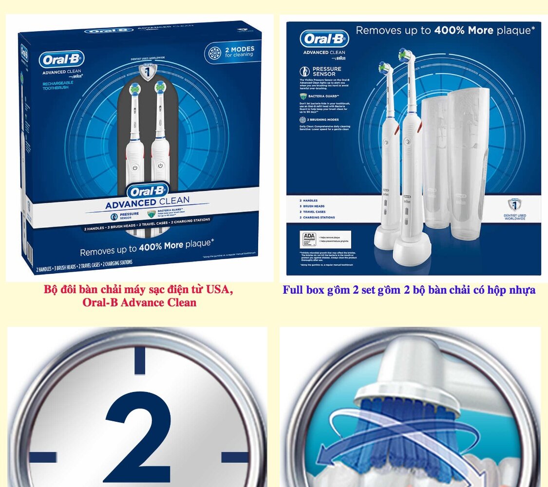 Oral-B Vitality 2 đầu precision clean dùng được cho cả trẻ em và người lớn