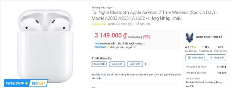 Giá tai nghe Apple AirPods vào Siêu sale Black Friday 2021 là bao nhiêu?