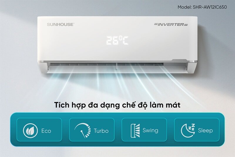 Điều hòa Sunhouse 12000 BTU inverter SHR-AW12IC650