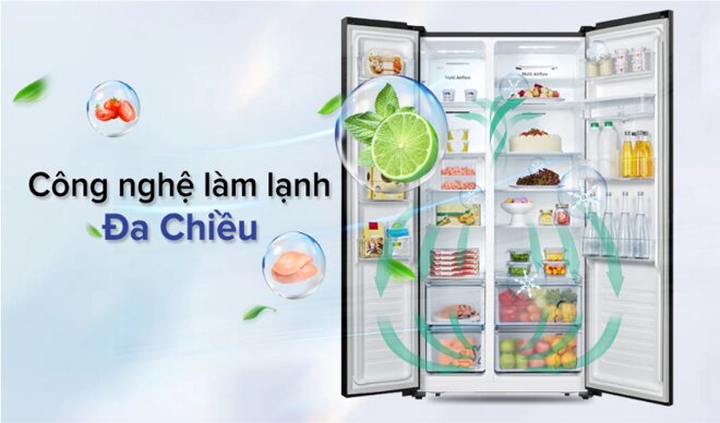 Hệ thống làm lạnh đa chiều trên tủ lạnh side by side Casper 551 lít RS-575VBW