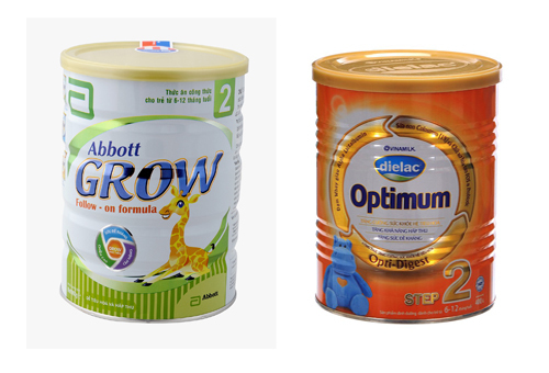 So sánh sữa bột Abbott Grow 2 với Optimum Step 2 Vinamilk