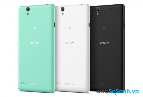 Điện thoại Sony Xperia C4 Dual có ba phiên bản màu là đen, trắng và xanh