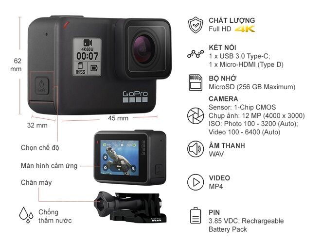 Các thông số cụ thể của GoPro 7