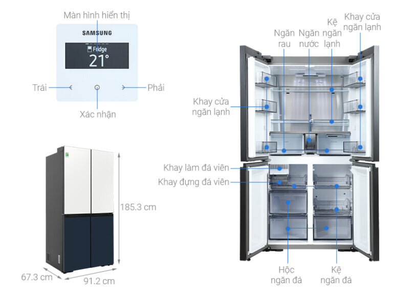 Tủ lạnh 4 cánh Samsung RF60A91R177/SV 599l