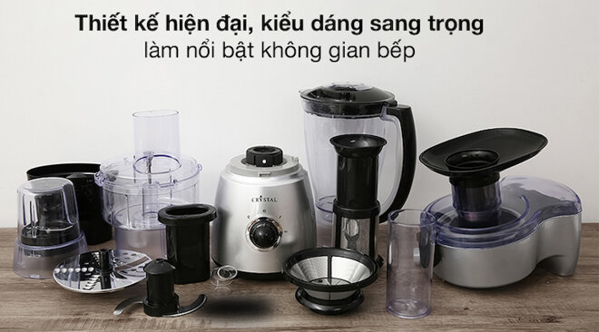 Máy xay đa năng Crystal bl466abd có thiết kế hiện đại, kiểu dáng sang trọng giúp làm nổi bật cho không gian căn bếp.