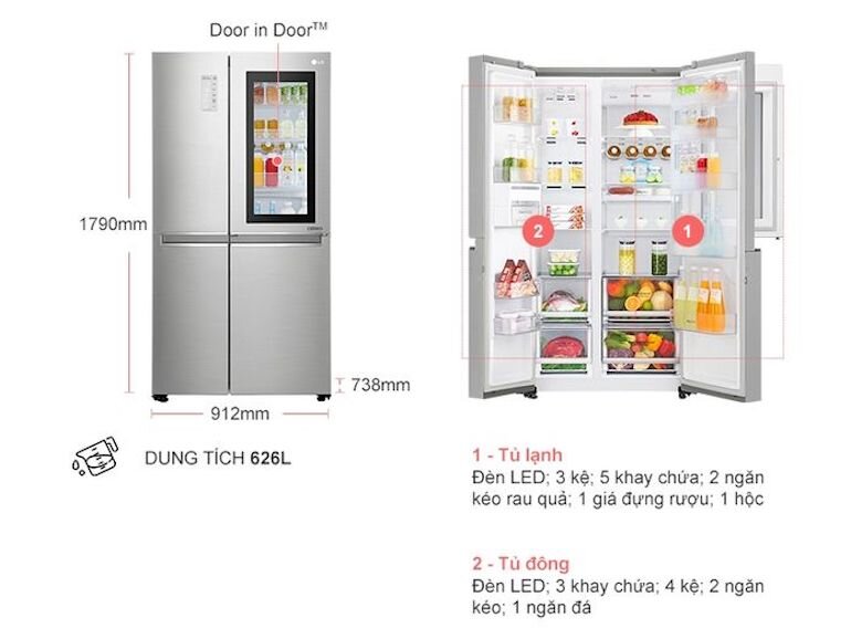 Tủ lạnh Side by Side thường có kích thước lớn