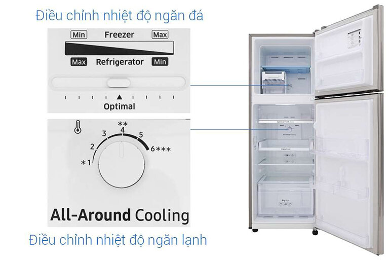 Bảng điểu chỉnh nhiệt độ ở tủ lạnh Samsung 2 dàn lạnh độc lập