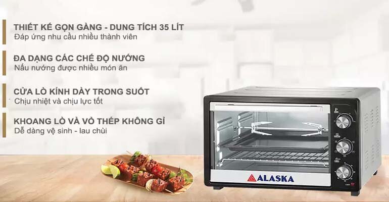 Alaska KW-35C được làm bằng inox cao cấp lò nướng Alaska