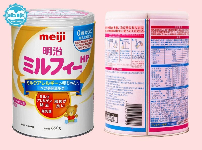 bảng thành phần sữa Meiji HP