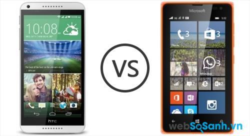 Lumia 532 có màn hình nhỏ và độ phân giải thấp hơn Desire 816