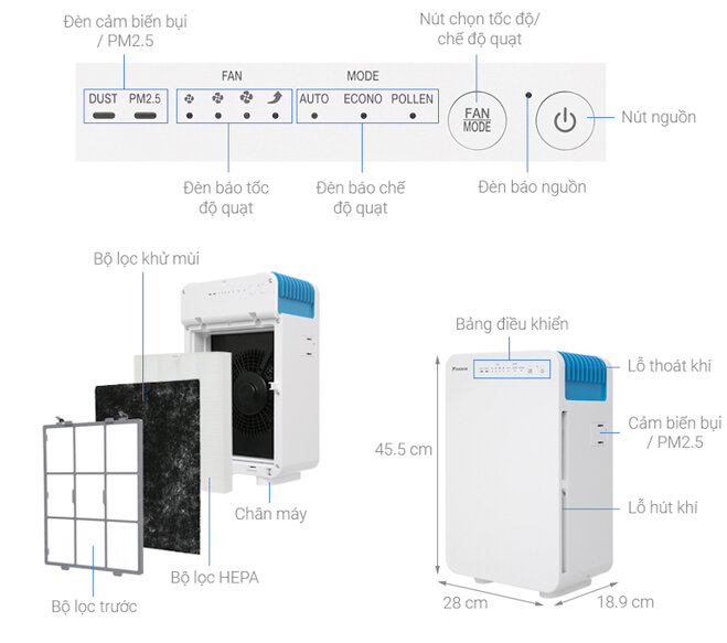 Máy lọc không khí Daikin MC30VVM-A.