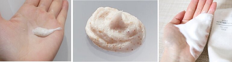 kết cấu, mùi hương, thành phần sữa rửa mặt Muji Face Soap Scrub