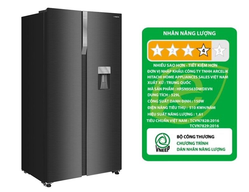 Tủ lạnh Hitachi 529 lít HRSN9563DWDXVN chuẩn chất lượng Nhật, giá hợp lý
