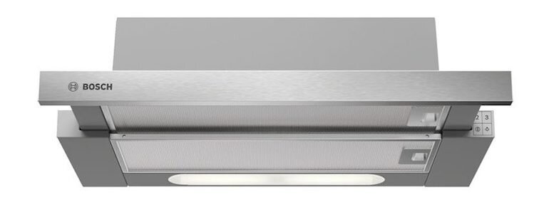 Mút mùi Bosch DHI623GSG được thiết kế âm tủ giúp tiết kiệm diện tích khi lắp đặt, mang đến không gian bếp hiện đại và tinh tế.