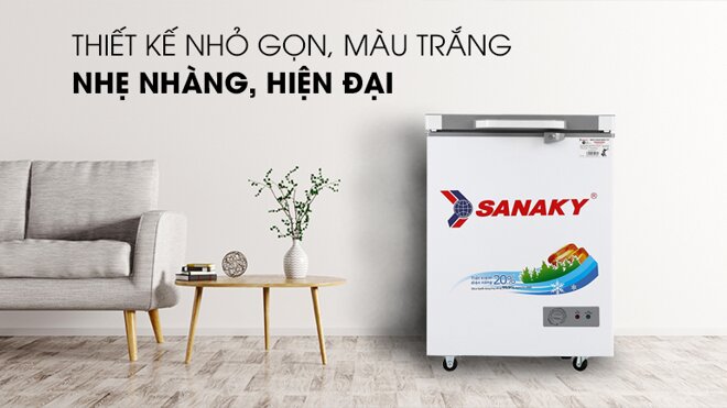 Thiết kế Tủ đông Sanaky 100 lít VH-1599HYKD nhỏ gọn đầy tính hiện đại